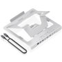 Aisens ASUC-7P046-GR Soporte Ajustable Portátil Tablet con Docking USB-C 7 en 1, 2xHDMI 4K, RJ45, 2xUSB-A, USB-C PD 100W, Gris